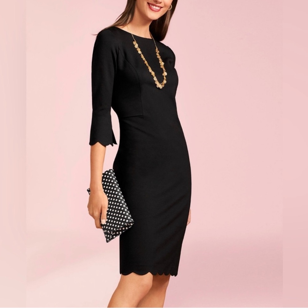 Talbot’s Black Scallop Edge Sheath Dress Size 10P